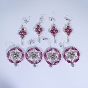 Martha Stewart Pink & White Beaded Ornaments